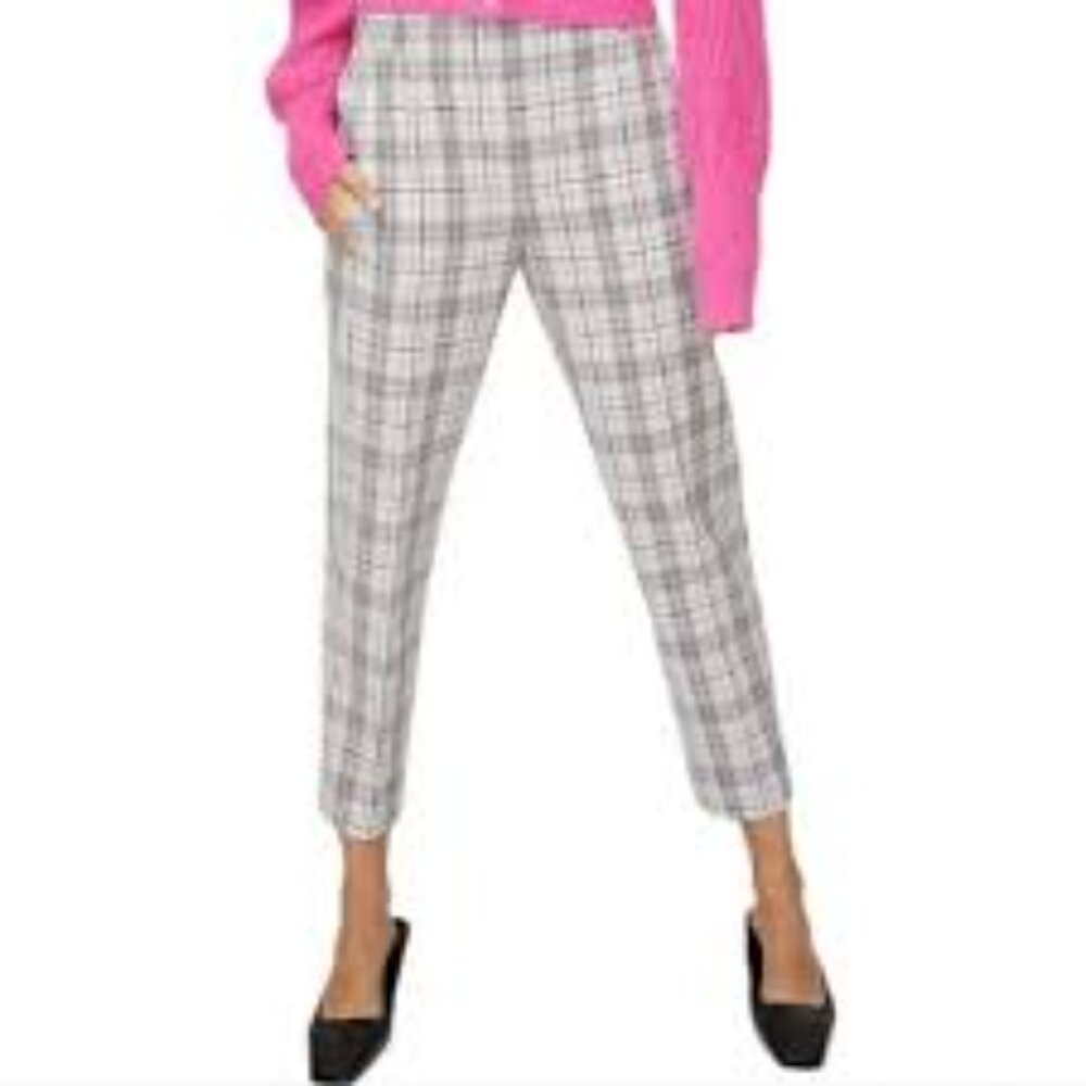 Aritzia Wilfred Darontal Cropped plaid pant women's Greyscale Isla Tartan sz 10